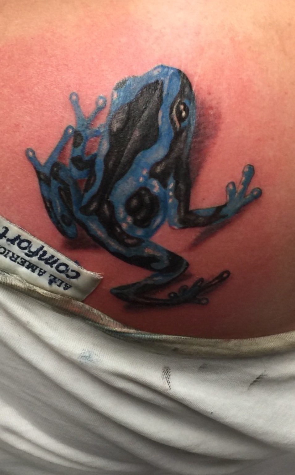 frog tattoo, realistic frog tattoo, Johnny calico, girls with tattoos, Michigan tattooers, tattoo artist Michigan 